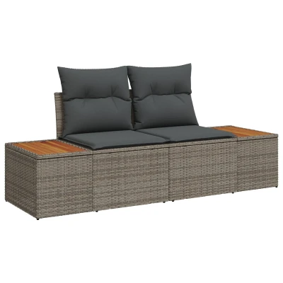 Afbeelding van vidaXL 2 Zits Tuinbank met Kussens Grijs Poly Rattan