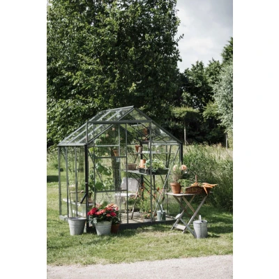 Afbeelding van Royal Well tuinkas Mary 1 met veiligheidsglas en fundering groengrijs