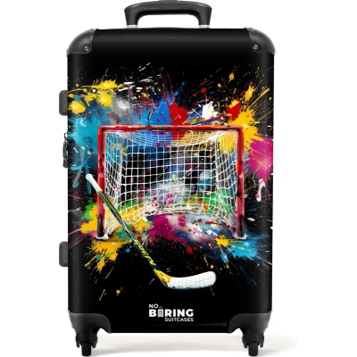 Afbeelding van NoBoringSuitcases.com® Koffer groot Rolkoffer lichtgewicht Hockey met verf Reiskoffer 4 wielen Grote trolley XL 20 kg bagage