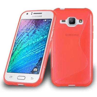 Afbeelding van Cadorabo Hoesje geschikt voor Samsung Galaxy J1 2015 in INFERNO ROOD Beschermhoes gemaakt van flexibel TPU silicone Case Cover