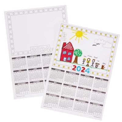 Afbeelding van Baker Ross FX871 Kalender Blanks 2024 Pak van 12, Kinderen Maak Je Eigen Knutsel Accessoires