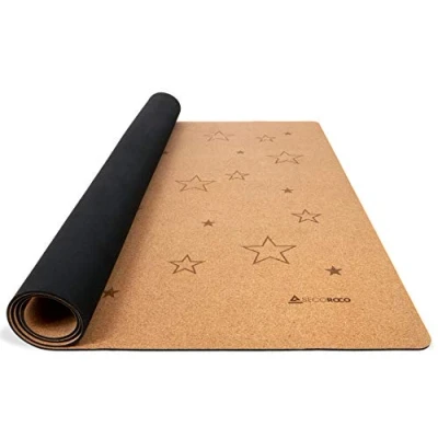 Afbeelding van Speelkleed voor kinderen, baby&#039;s en peuters, gemaakt van kurk rubber, Stars 140x110cm, anti allergeen antislip, kruipmat natuurlijke materialen, inclusief draagtas