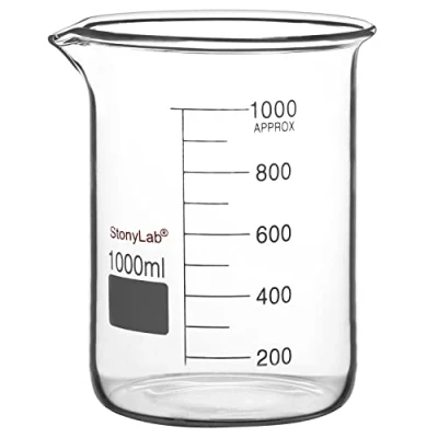 Afbeelding van stonylab Glazen Beker, 1 Pack Borosilicaatglas Graduated Lage vorm Griffin Beker met Gietende Uitloop Lab 1000ml