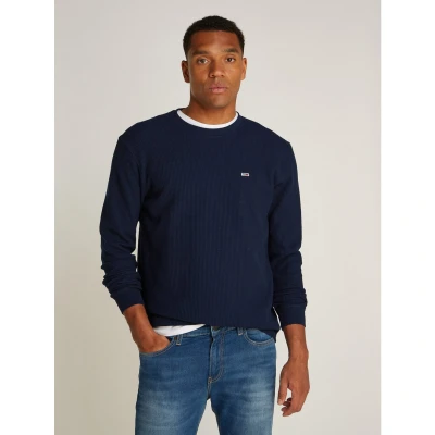 Afbeelding van Tommy Jeans Waffle TEE Longsleeve, Heren, Maat: 50, Dark night navy