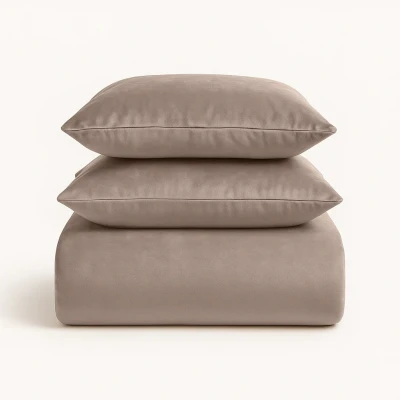 Afbeelding van Tot 70% korting Dekbedovertrek set Fluweel/Velvet Band Taupe