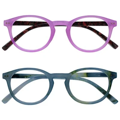 Afbeelding van Opulize Zen 2 Stuks Leesbril Roze Turquoise Klein Mannen Vrouwen Scharnieren Met Veer RR24 4Q +2,50