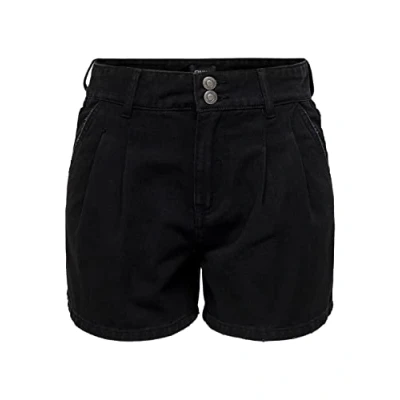 Afbeelding van ONLY ONLDEBBIE Life HW DNM Chino BJ Shorts, Black denim, S, zwart S