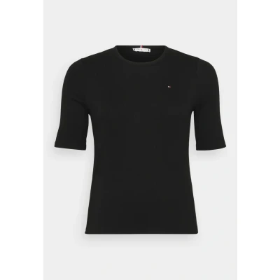 Afbeelding van Tommy Hilfiger Curve SLIM 1/2 Tshirt basic, Dames, Maat: 46, Black