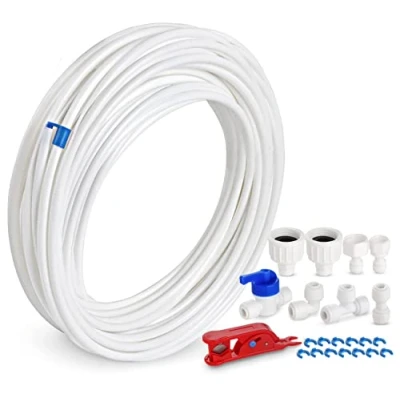 Afbeelding van ilauke Watertoevoerleiding, 15 m, universele aansluitset voor side by koelkast, koelkastslang, waterslang, 6,35 mm (1/4 inch)