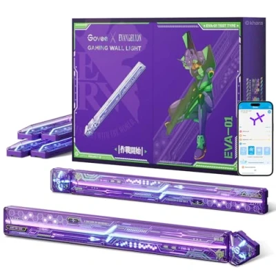Afbeelding van Govee x EVANGELION Gaming Glide Wall Light, LED Lamp RGBIC, 8 Co Lighting Effects, DIY Mecha Style Shapes and Multicolours, Smart Light Work with Matter Alexa, 6pcs 2 Connectors