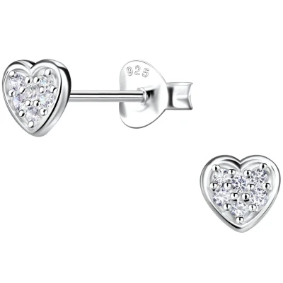 Afbeelding van JoyS Zilveren hartje oorbellen 5 mm zirkonia oorknopjes sterling zilver 925