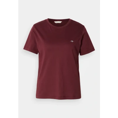 Afbeelding van GANT Shield Tshirt basic, Dames, Maat: Large, Plum wine