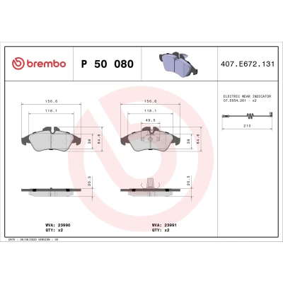 Afbeelding van Brembo Remblokset P 50 080