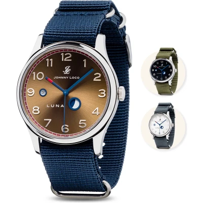 Afbeelding van Johnny Loco Luna II Horloge Heren Saffierkristal 41,3mm Waterdicht tot op 100M Gold