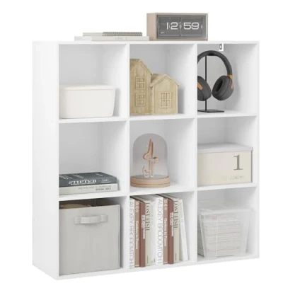 Afbeelding van WOLTU boekenkast met 9 vakken, open kubussen, ruimteverdeler, staande kast, kantoorplank, voor woonkamer, kantoor, slaapkamer, 94 x 93 29,5 cm, wit