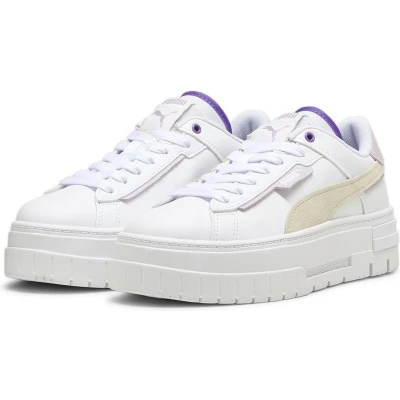 Afbeelding van Puma Mayze Crashed Sneakers laag, Dames, Maat: 38, White grape mist Leer/ synthetisch