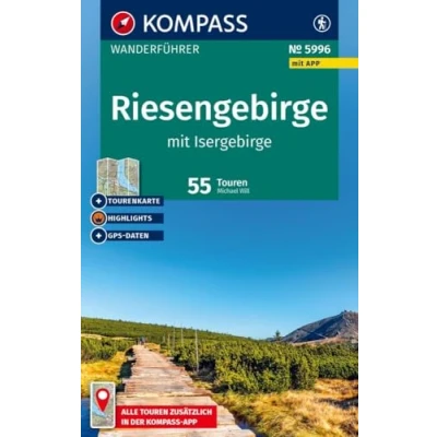 Afbeelding van KOMPASS Wanderführer Riesengebirge mit Isergebirge, 55 Touren Extra Tourenkarte