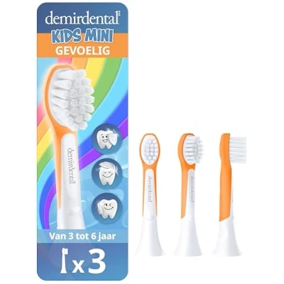 Afbeelding van 3 stucks demirdental for Kids Opzetborstel geschikt voor Philips Sonicare sonische tandenborstels kinderen vanaf jaar, HX6033 HX6034, Mini, Oranje