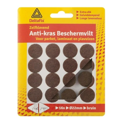 Afbeelding van Deltafix Anti krasvilt Rond 22mm Bruin 16 Stuks
