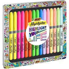 Afbeelding van Markeerstift Bic grip Highlight your life assorti blik à 15 stuks