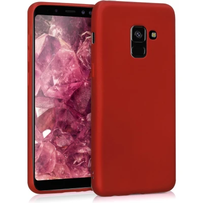 Afbeelding van kwmobile telefoonhoesje geschikt voor Samsung Galaxy A8 (2018) Hoesje smartphone Back cover in metallic donkerrood