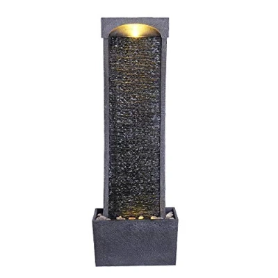 Afbeelding van Teamson Home Hoog Kromme Buiten Tuin Water Fontein Met Lichten Waterornament Waterval Ontwerp Tuindecoratie Pomp 34 x 22 98 (cm)