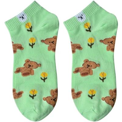Afbeelding van Clayre &amp; Eef Grappige Sokken one size Groen Polyester Beer
