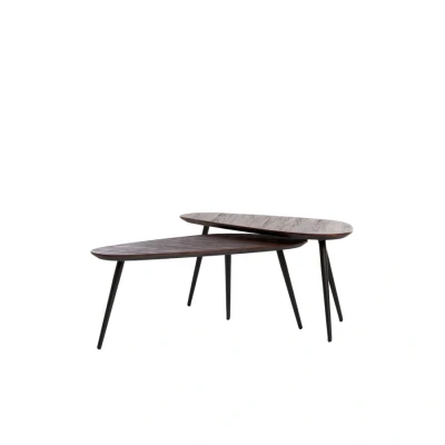 Afbeelding van Light&amp;living Salontafel S/2 84x39x34+84x39x39 cm VIEJO hout bruin+zwart