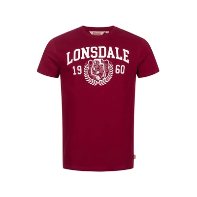 Afbeelding van Lonsdale Normale Passform Staxigoe Tshirt print, Heren, Maat: Large, Oxblood white