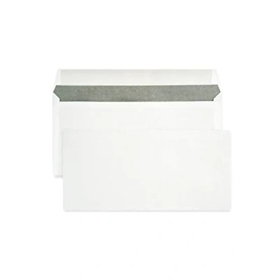 Afbeelding van Netuno 1000 witte enveloppen lang zonder venster 110X220mm 80g met grijze binnenbedrukking rechte klep drukgevoelige business voor het verzenden van brieven facturen offertes folders