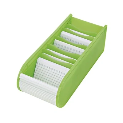 Afbeelding van Wedo 2508011 A8 Leerkaartenvak, rolsluiting, 6 steunplaten, inclusief 100 kaarten, 21,7 x 9,2 7,3 cm, lichtgroen