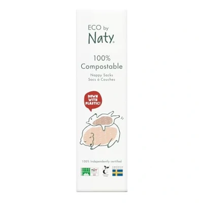 Afbeelding van Eco by Naty, Ecologische luierzakken, 3 zakken (3 x 50 stuks), 100% composteerbaar