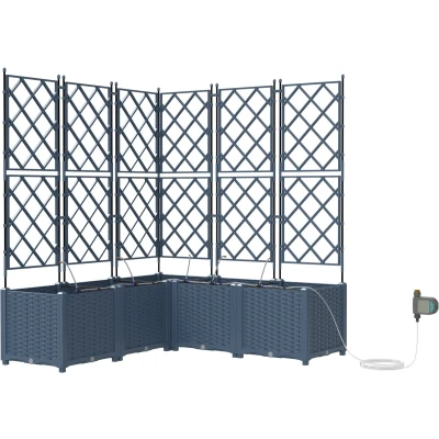Afbeelding van vidaXL Tuinplanter Grijs Kunststof 120 x 142 cm Verlengbaar