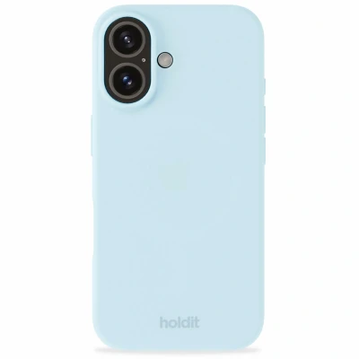Afbeelding van Apple iPhone 16 Hoesje Siliconen en TPU (zacht) Holdit Hardcase/Backcover Lichtblauw Telefoonhoesje