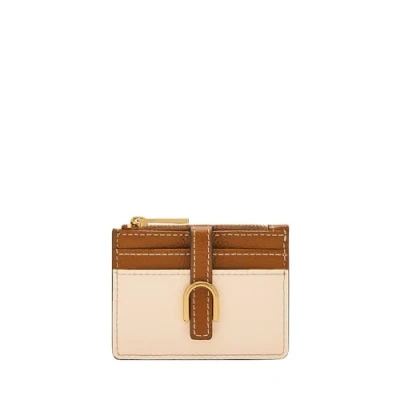 Afbeelding van Fossil Vada SL10055103 Kaartenetui voor dames, ritssluiting LiteHide leer, wit, 10.16 cm L x 0.34 W 7.62 H, Casual