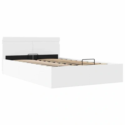 Afbeelding van vidaXL Bedframe met opslag hydraulisch LED kunstleer wit 120x200 cm