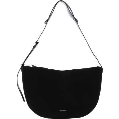 Afbeelding van COCCINELLE Leren Schoudertas Lea Suede Shoulderbag Noir Zwart