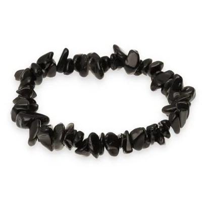 Afbeelding van Lebensquelle Plus Zwarte obsidiaan splinterarmband, hoogwaardige edelsteenarmband, 19 centimeters, Steen