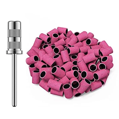 Afbeelding van Goodbitz® Schuurrolletjes Nagelfrees 240 grit 100 stuks Schuurrol Schuurrollen Schuurhulzen Mandrel bitje Sanding bands nagels nails