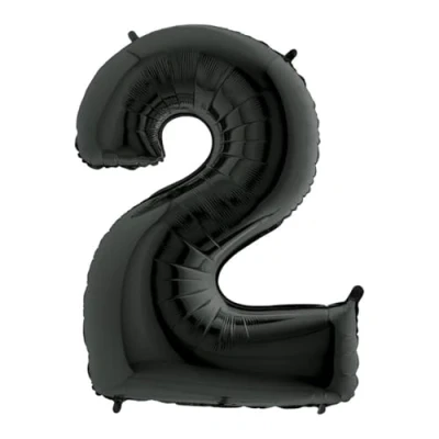 Afbeelding van Folie Ballon Cijfer 2 Zwart 101cm