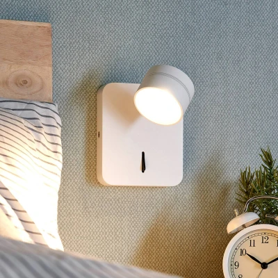 Afbeelding van Lucande LED wandlamp 1licht metaal H: 13 cm wit Inclusief lichtbron