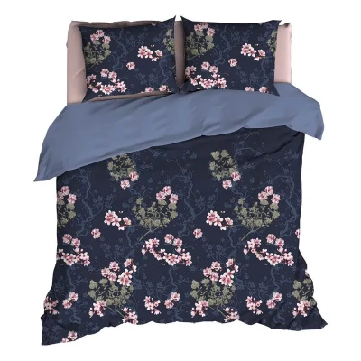 Afbeelding van Dekbedovertrek Satin d&#039;Or Naoki Manor Blue Satijn 240 x 200 / 220 cm Lits Jumeaux