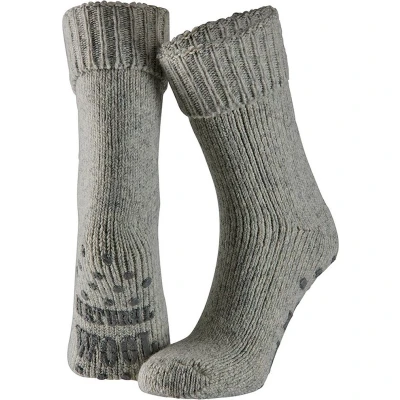 Afbeelding van Apollo Wollen Huissok heren Grijs Maat 39/42 Huissokken Fluffy sokken Slofsokken anti slip Warme Winter