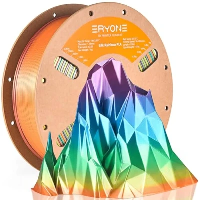 Afbeelding van ERYONE Zijdeachtig PLA filament in regenboogkleuren, 1,75 mm, voor 3d printers, +/ 0,03 1 kg per spoel, bergwonder regenboog