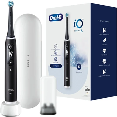 Afbeelding van Oral B iO 6N Elektrische tandenborstel, zwart, Bluetooth, 2 borstels, 1 reisetui
