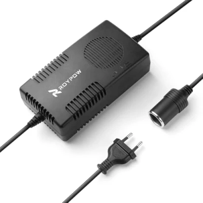 Afbeelding van RoyPow Spanningsomvormer 230 V naar 12 V, auto voeding 10 A met sigarettenaansteker bus, 120 W (max. 150 W) AC DC spanningsomvormer, omvormer 220 volt