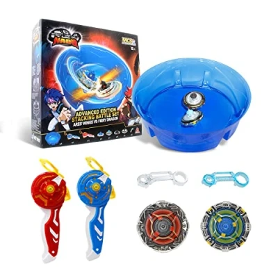 Afbeelding van Infinity Nado Battleset Attachable Spinning Tops x2 With Battle Arena Speelset met 2 Tops, Launchers en Rings Speelgoed voor Kinderen vanaf 5 jaar.