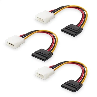Afbeelding van Cable Matters 3 pack 4 pins Molex naar SATA voedingskabel (SATA Molex) 15 cm