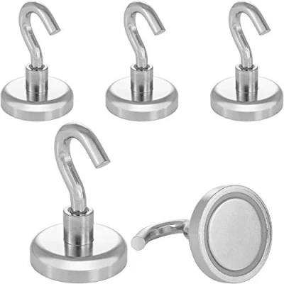 Afbeelding van Poppstar 5 Stuks Magneet Haken (Houdkracht 36 kg, Diameter 32 mm) Super Sterke Haak