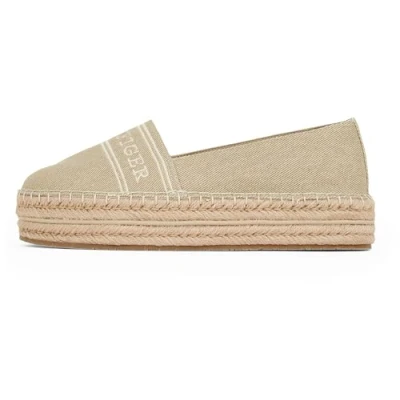 Afbeelding van Tommy Hilfiger Dames denim platform espadrille Fw0fw08543, Beige Mierikswortel, 39 EU